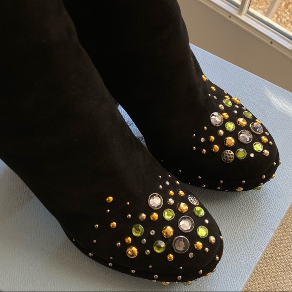 Worn x1 Prada Suede Crystal Embellishments Boots - Picture 8 of 12